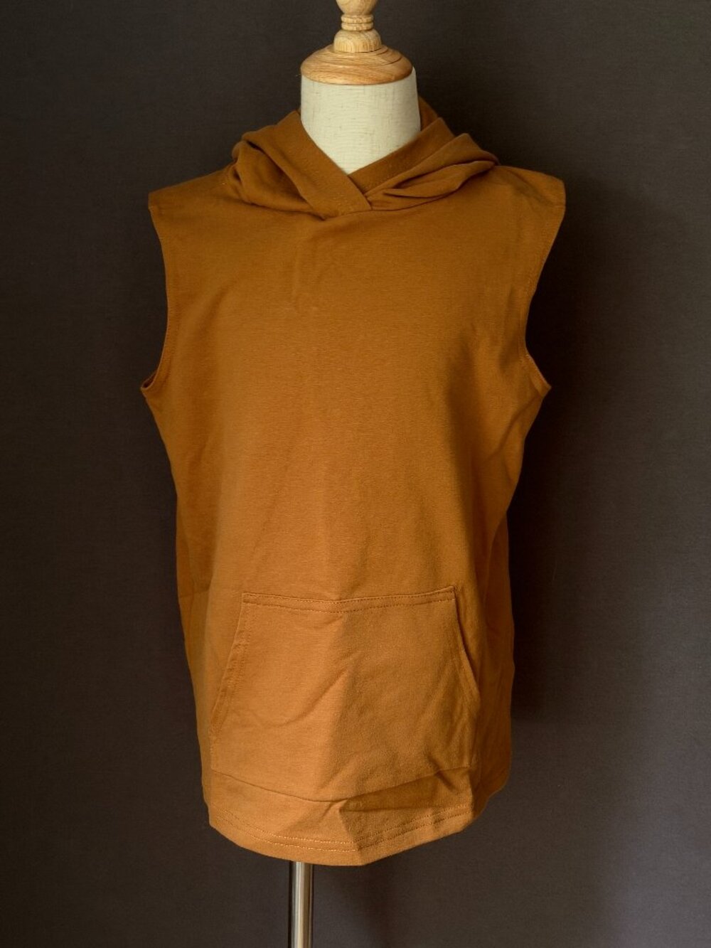 Weissman Caramel Brown French Terry Sleeveless Hoodie Dance Costume Hip Hop SA